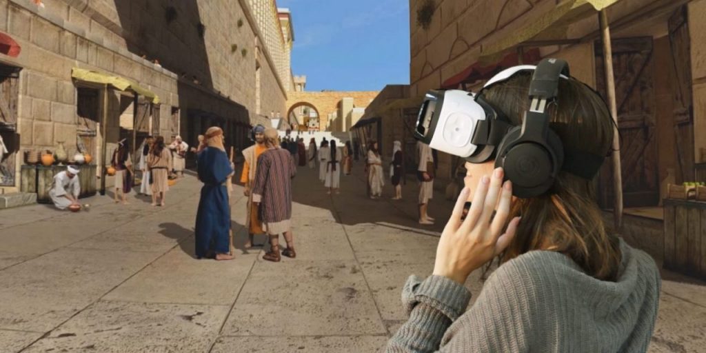 VR-Experience "A look into the past" neben der Jerusalemer Klagemauer