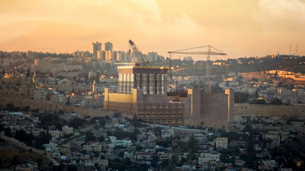 Visualisierung des dritten Tempels auf dem Jerusalemer Tempelberg